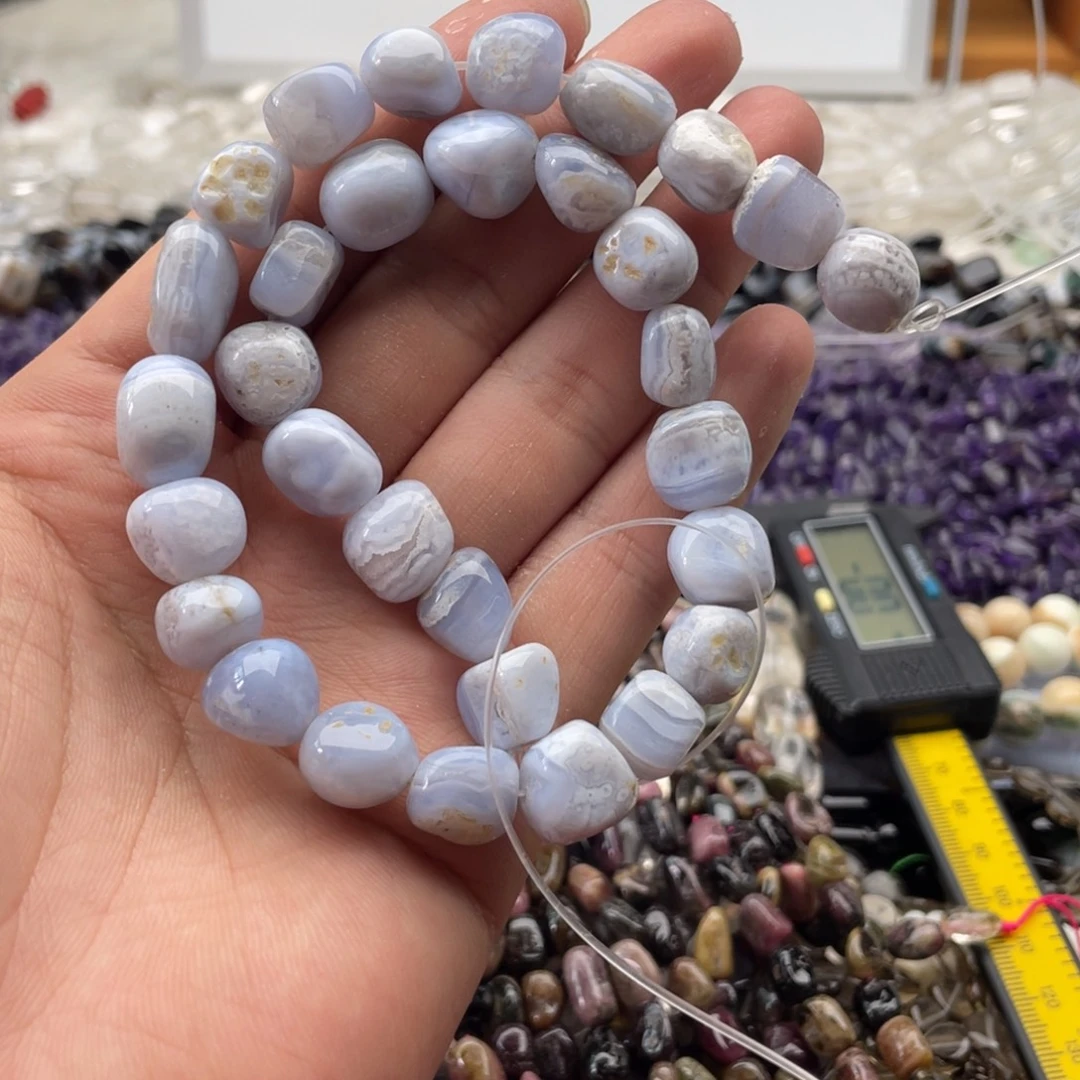 玛瑙/玉髓合金珠宝半成品一条装蓝纹玛瑙随行珠卡11+mm