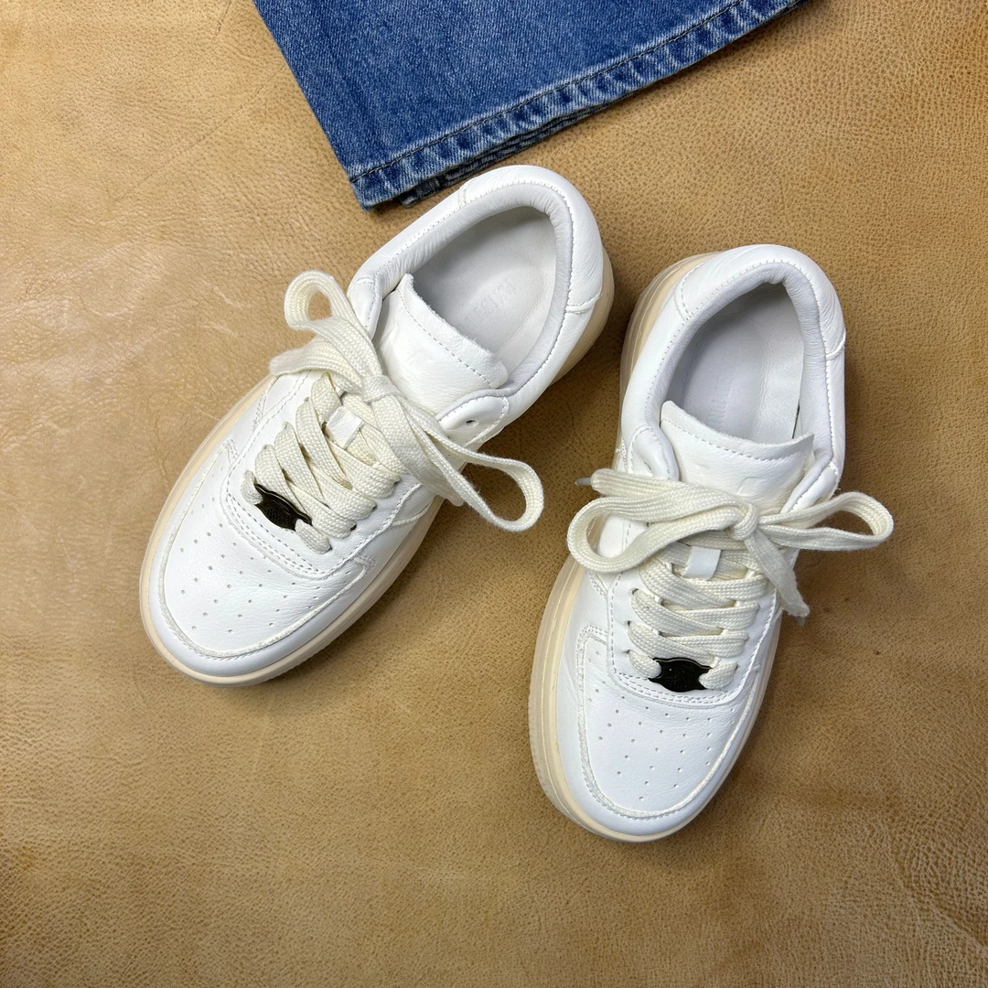 【290-1】时尚厚底小白鞋女2025春季新款休闲百搭低帮系带板鞋女