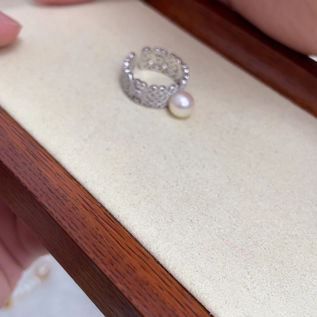 海水珍珠戒指银S925镶嵌