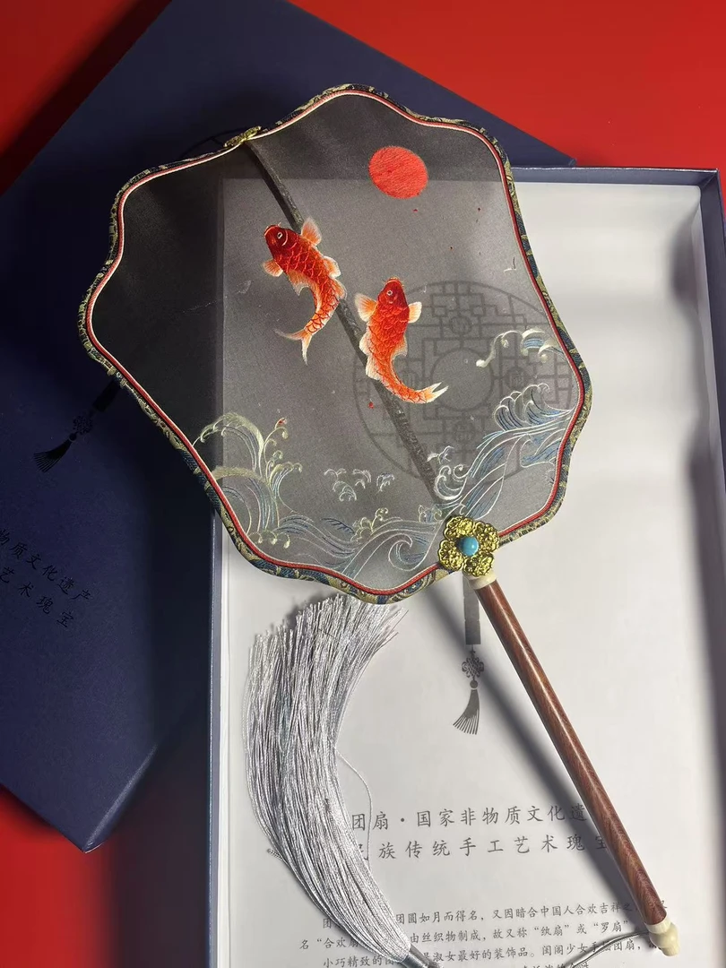 非遗高定苏绣纯手工古风扇子名师作品故宫系列团扇