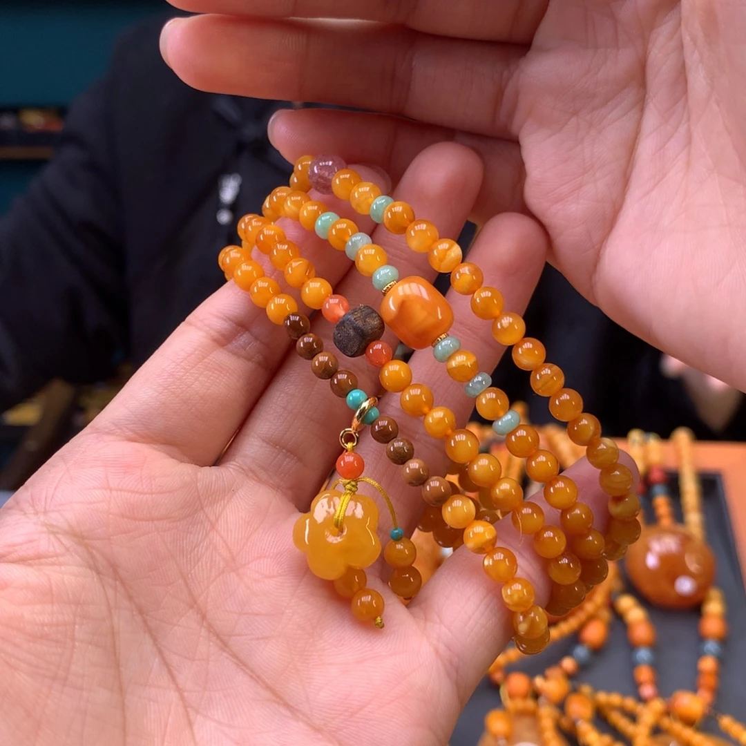 蜜蜡未镶嵌手串多样性发