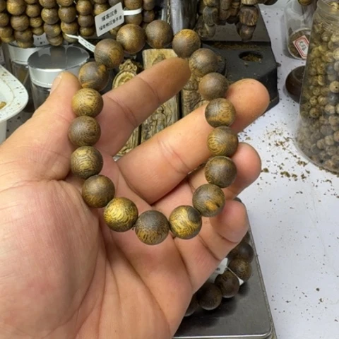 手串沉香小*呀绿奇楠沉香1.2mm13g98沉高油脂