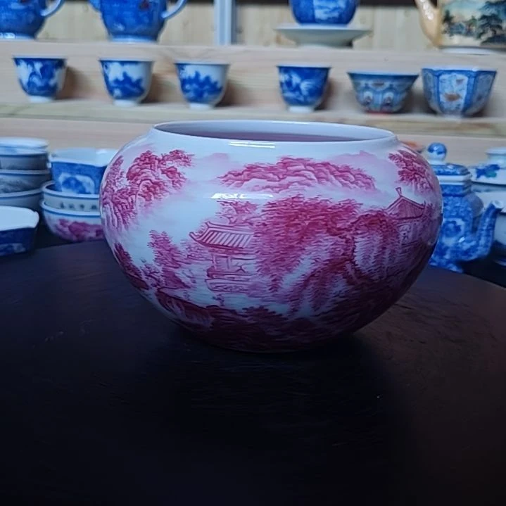 志***诚景德镇陶瓷茶具套装摆件雪景花瓶