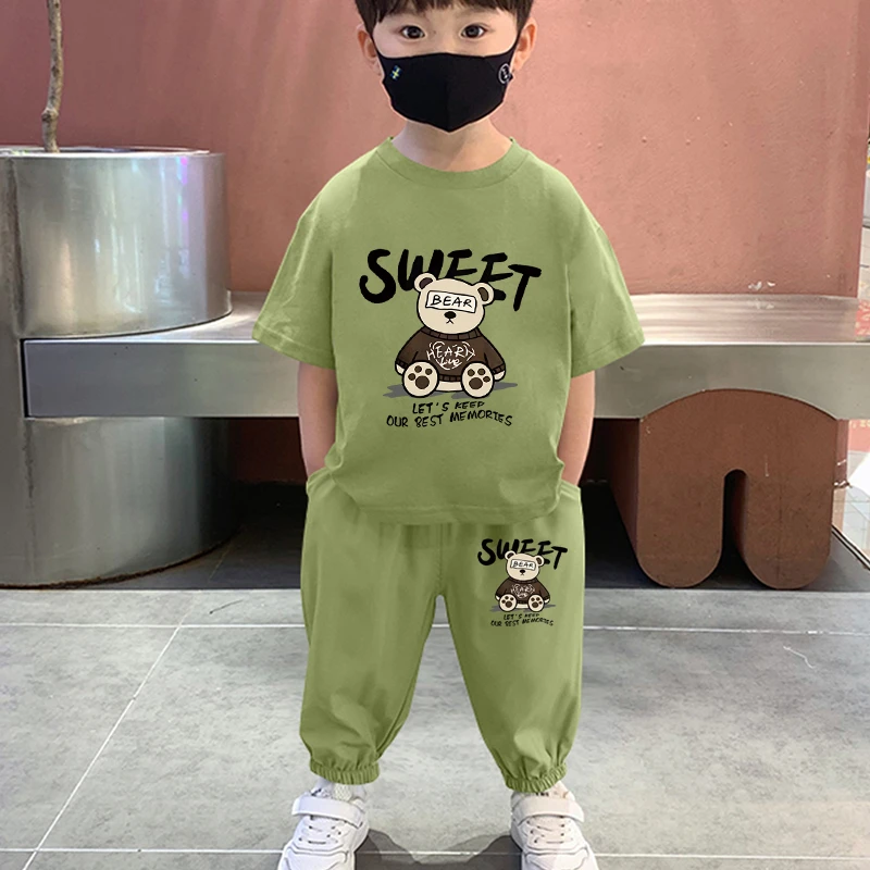 男童套装夏季薄款衣服儿童纯棉短袖T恤长裤子宝宝两件套小孩夏装
