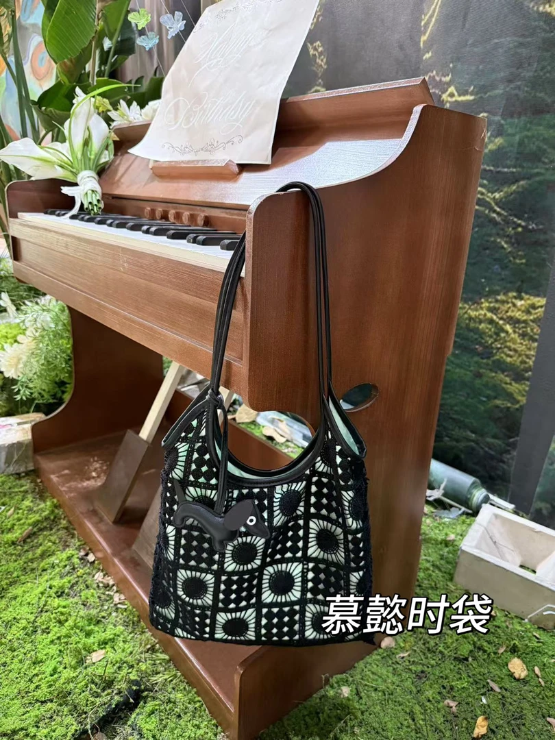 【慕懿时袋】手工钩花编织包包女2025夏季新款镂空设计单肩手提9331