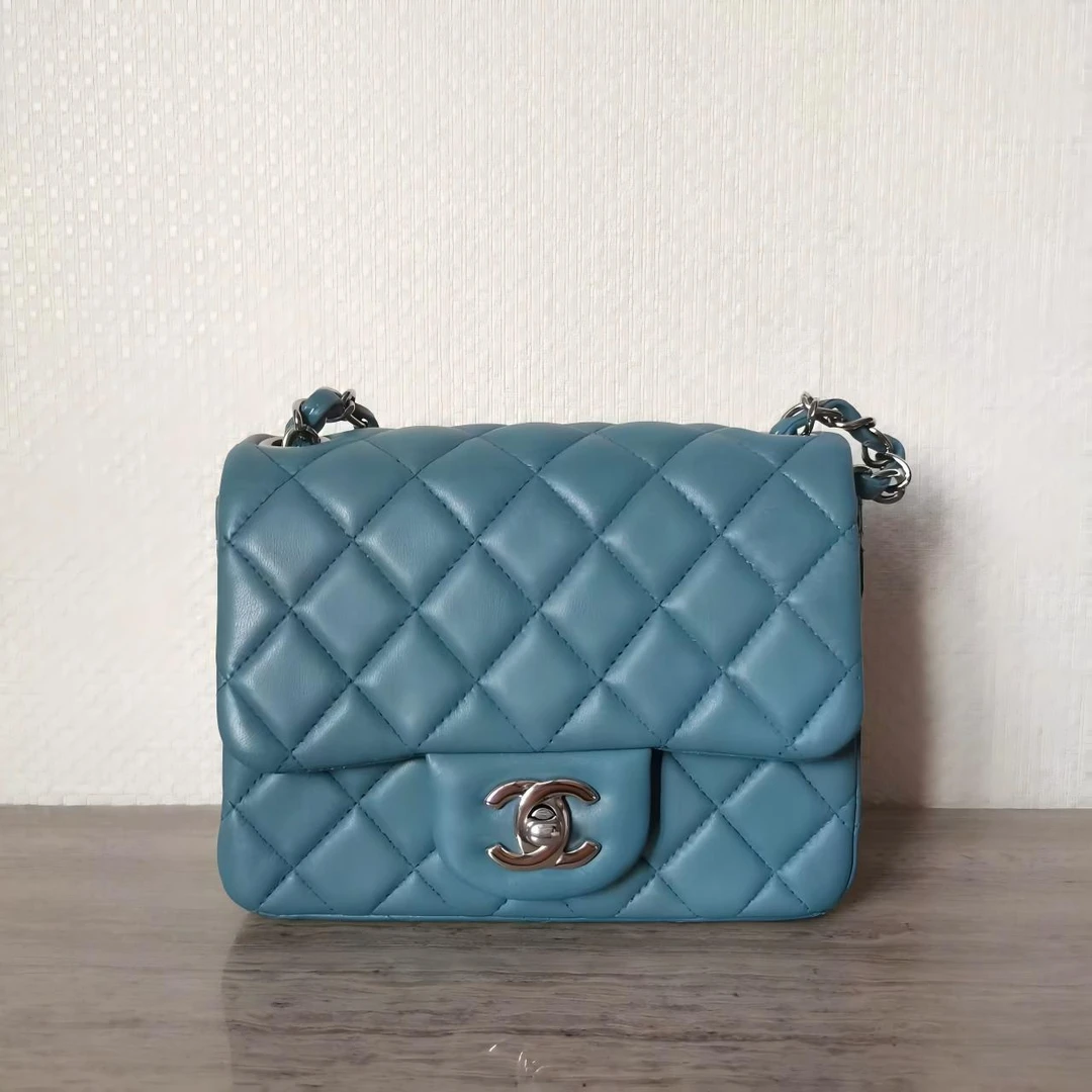95新 Chanel/香奈儿 25-26蓝色方胖子斜挎包