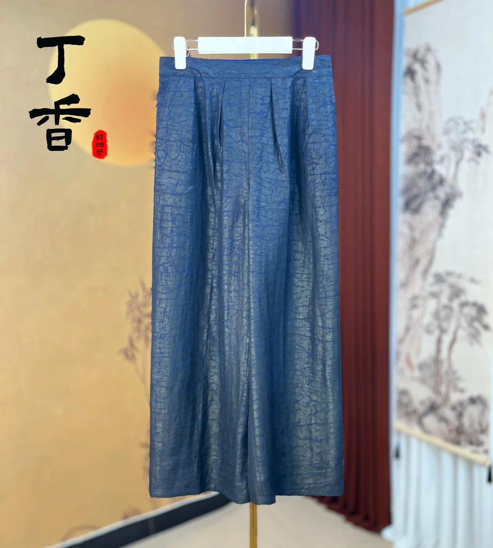 604高端重缎龟裂纹潮流简约休闲裤子宽松