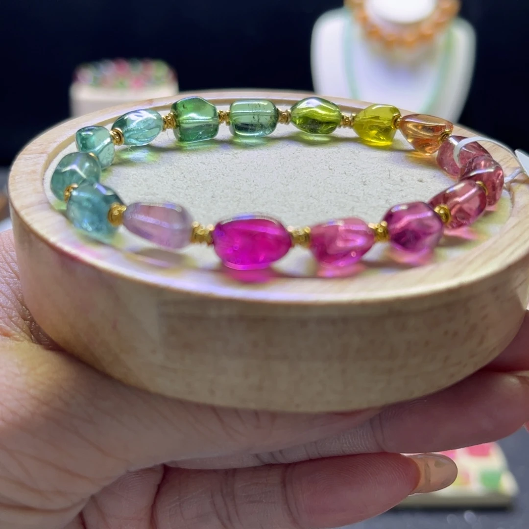 手链碧玺未镶嵌色标原始