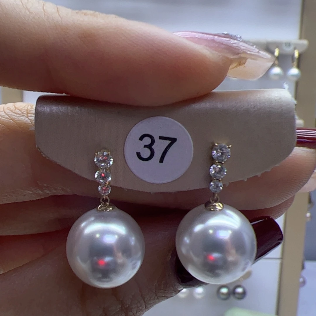 淡水珍珠耳饰18K金镶嵌