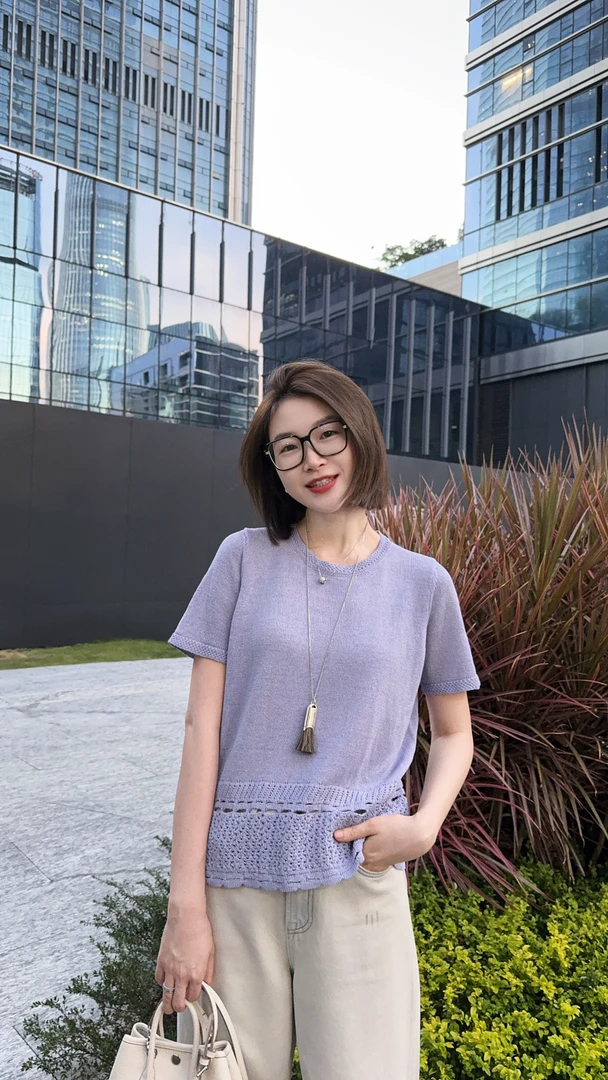 072 & RICE【洋紫】 夏季休闲圆领短袖针织衫 A-32NN02