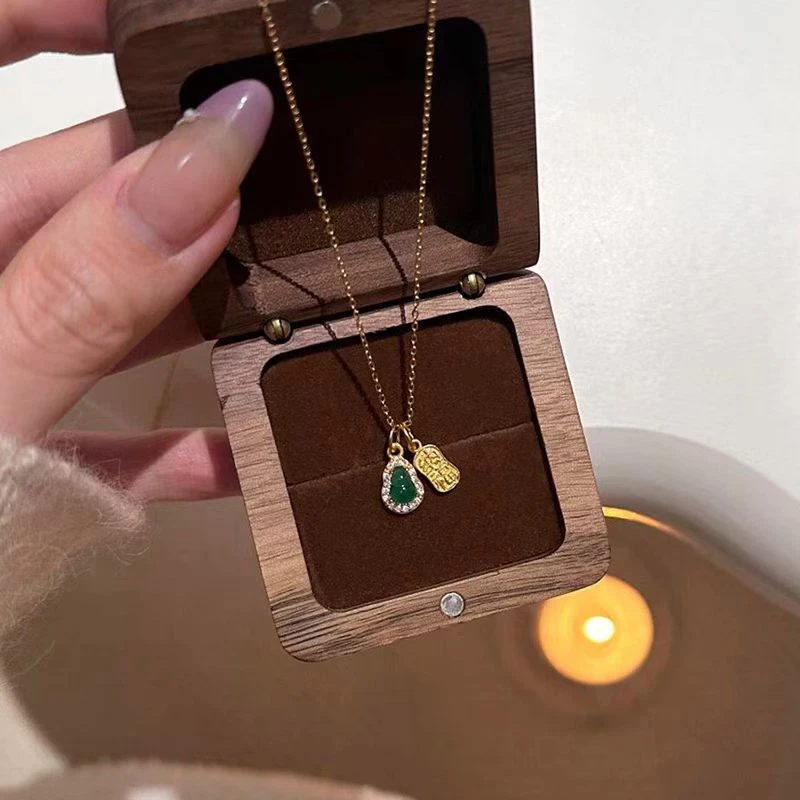 铜合金项链 复古轻奢时尚百搭锁骨链 爆款新中式镶钻葫芦项链女款