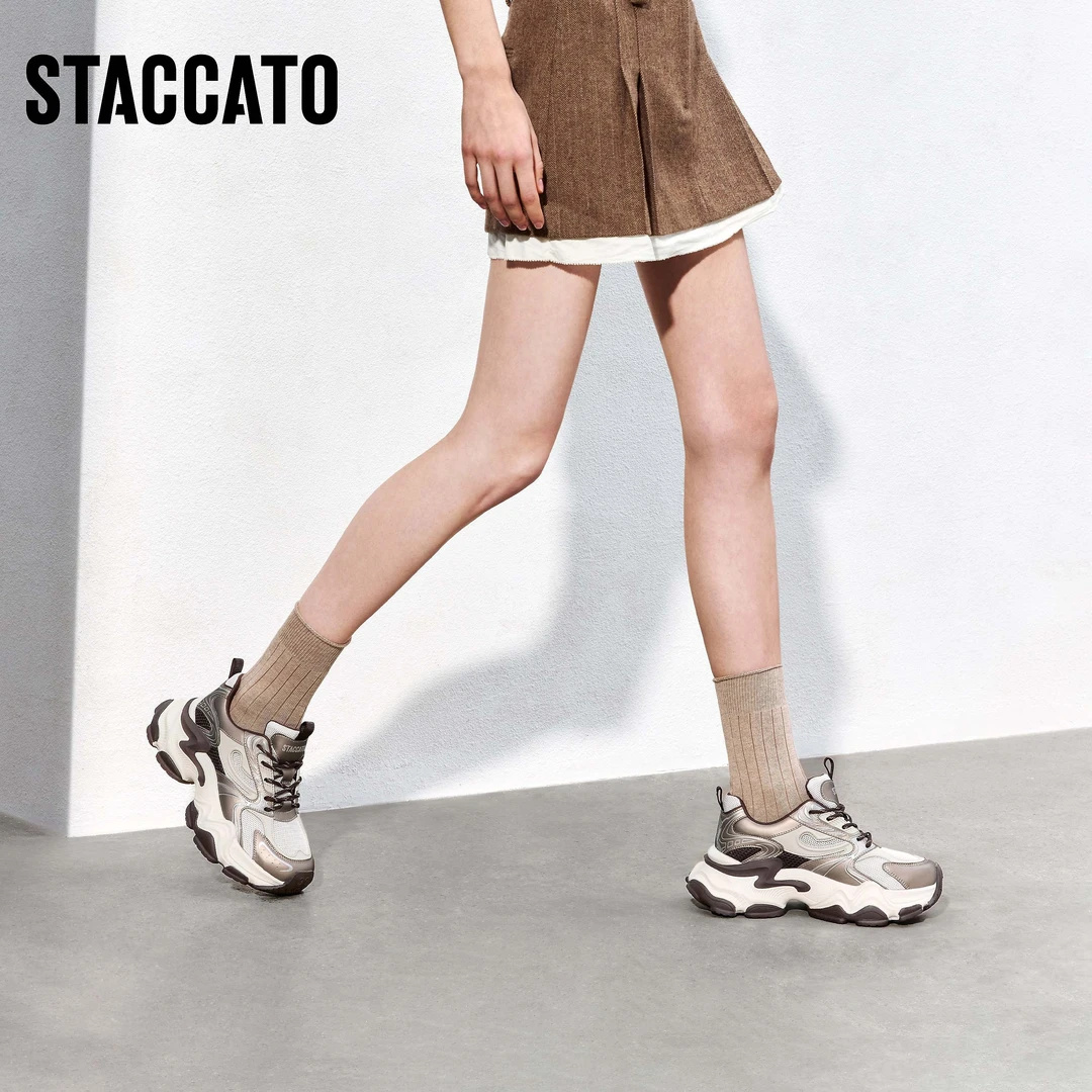 思加图2025新款流光风百搭老爹鞋厚底增高运动风休闲鞋女J3510AM5