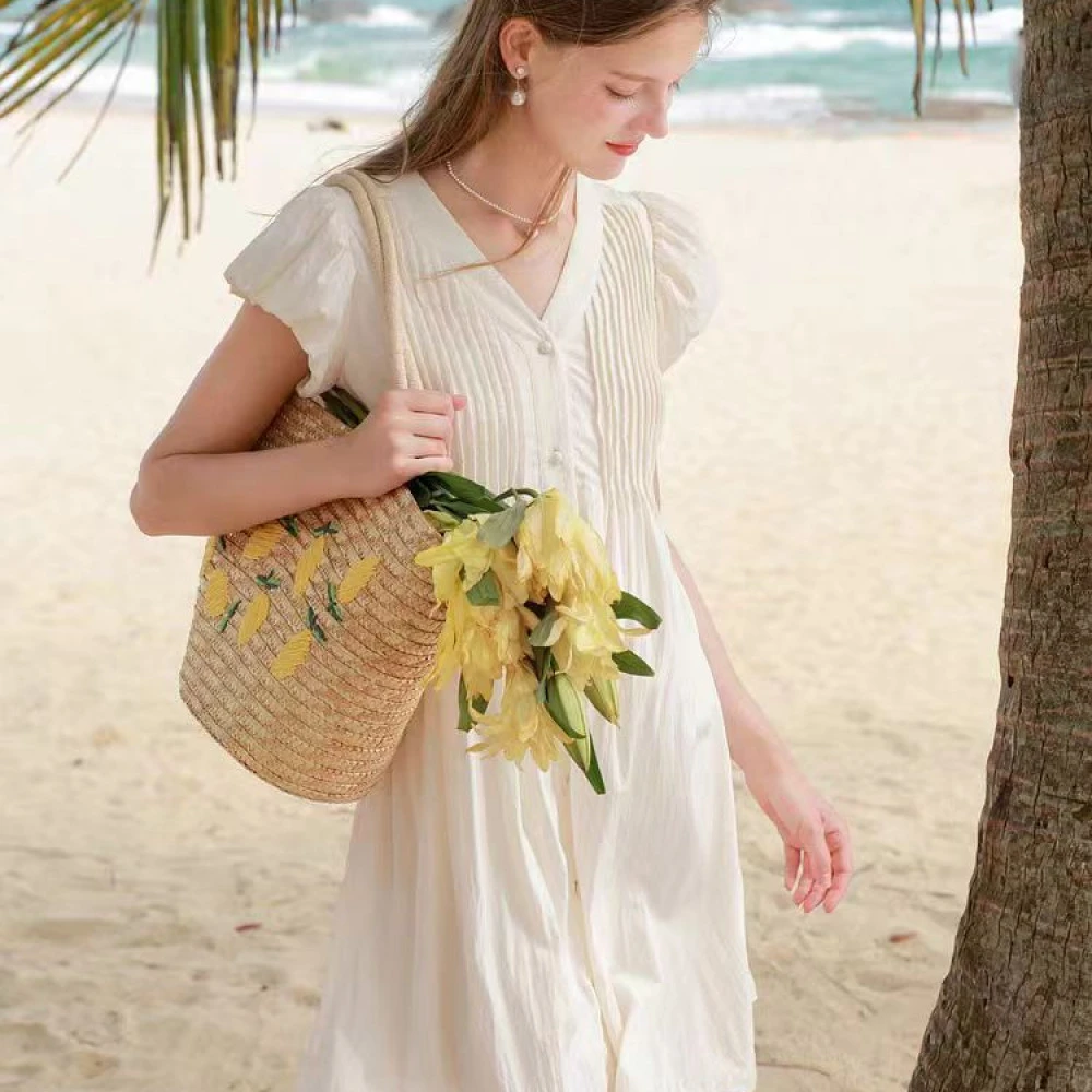 韩系设计感飞飞袖宽松遮肉显瘦连衣裙(C6-4)56098