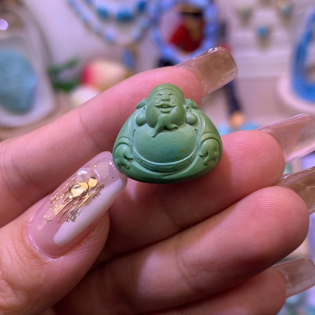 绿松石珠宝奇石未镶嵌财神