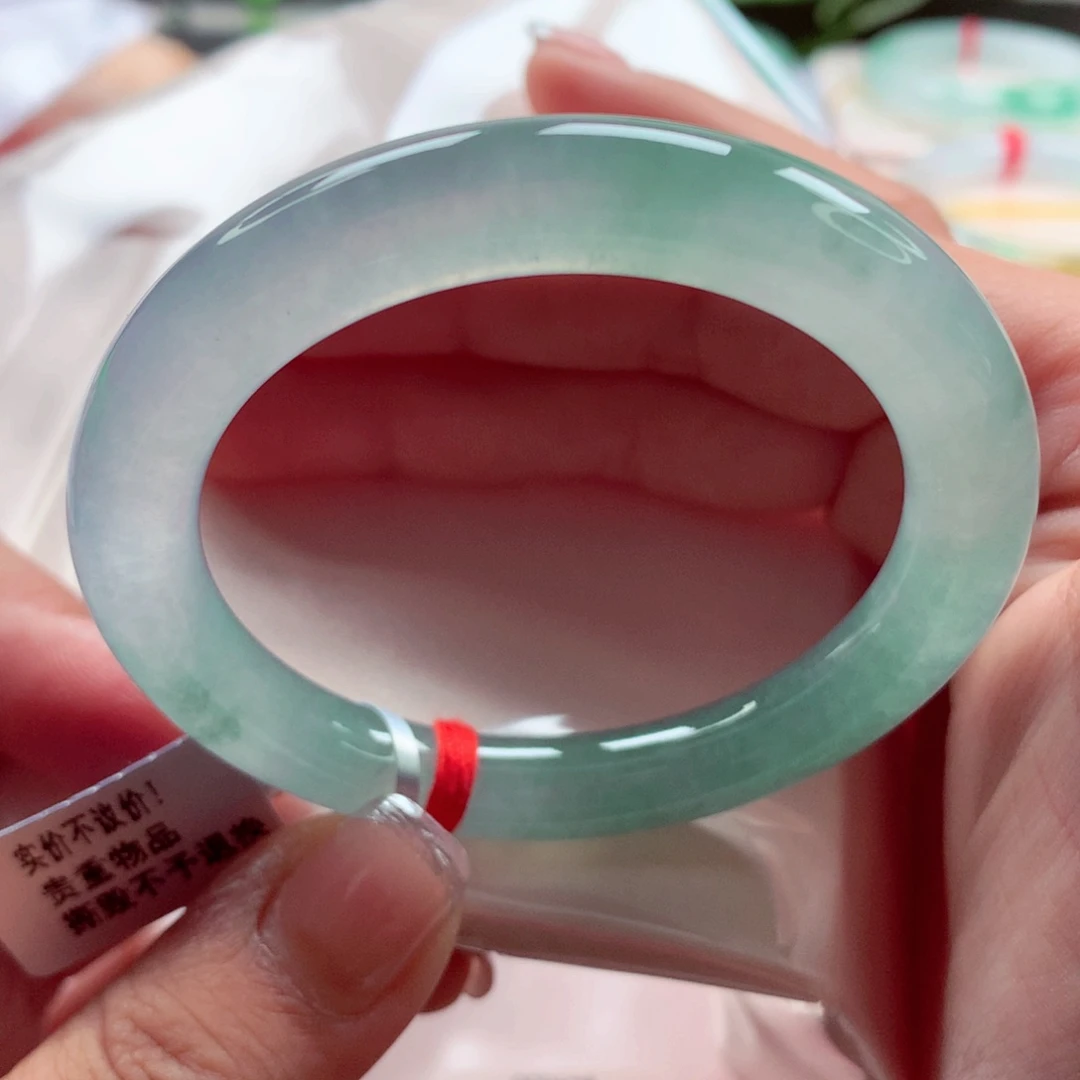 懵***翡翠未镶嵌手镯（圆镯）师妹51.5绝美炸光双彩莫奈分单