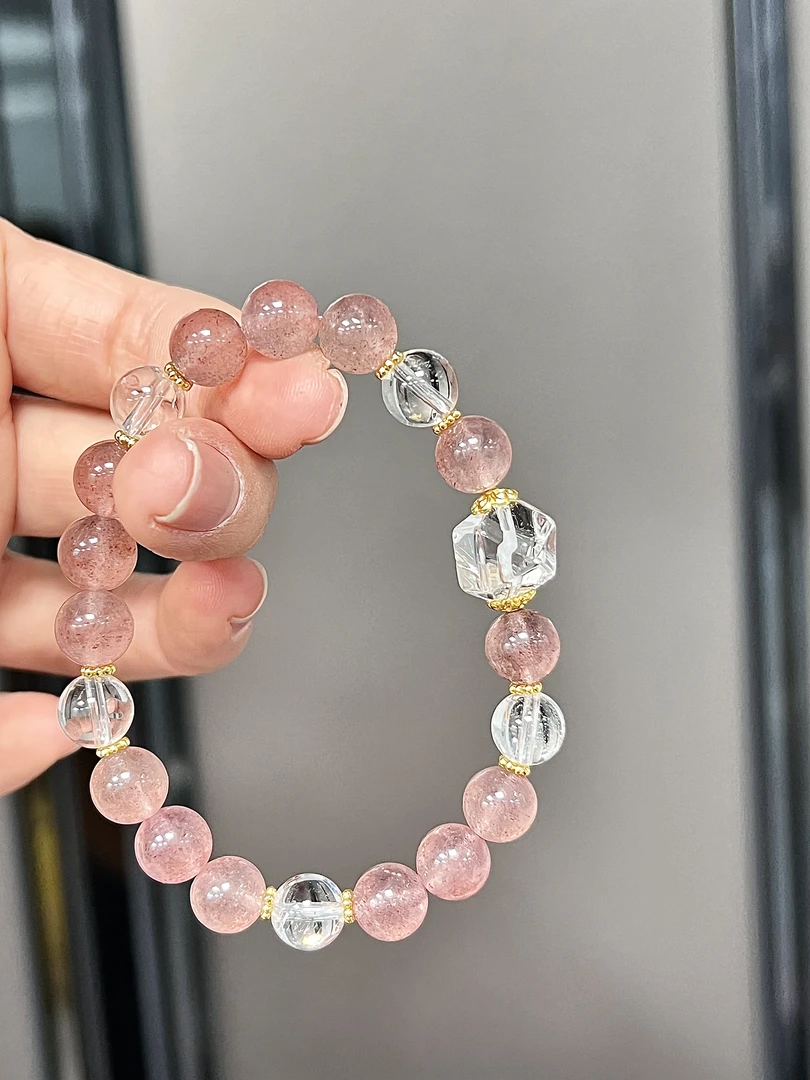 草莓晶+白水晶diy设计款【多样性发其一】默认微瑕