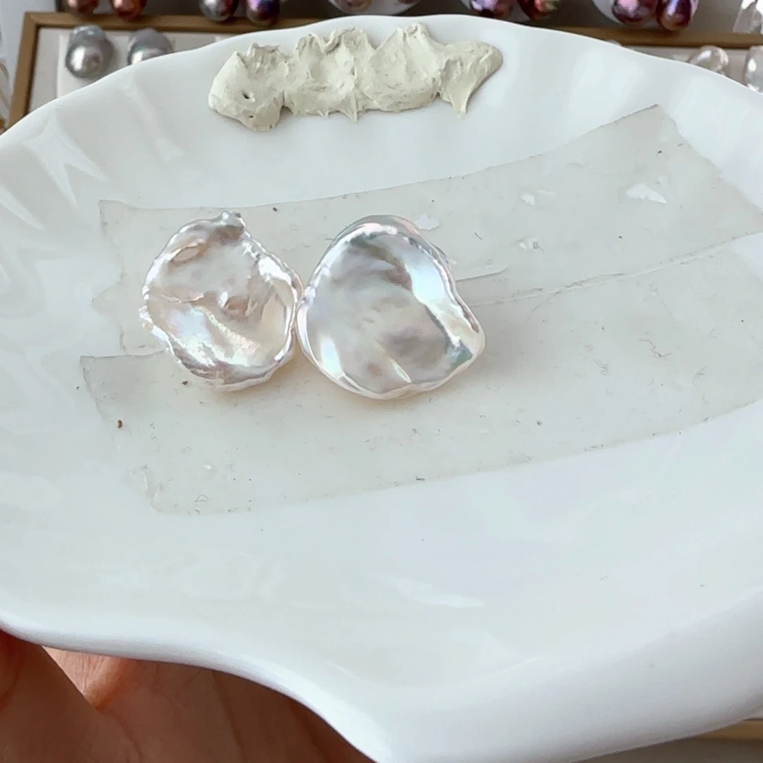 淡水珍珠耳饰银S925镶嵌冰**合