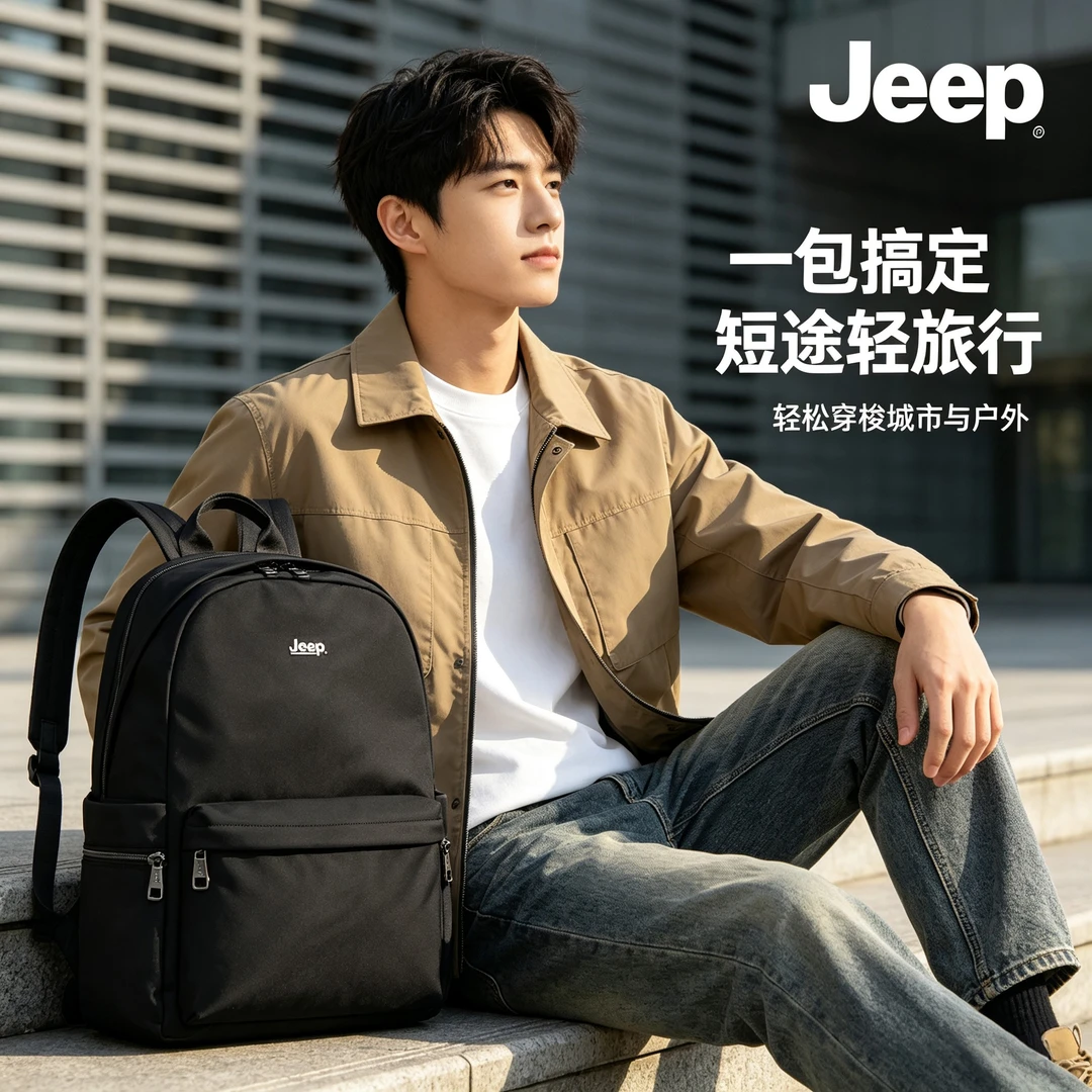 JEEP/吉普男士26年新款双肩包休闲轻便商务旅行轻便时尚户外百搭