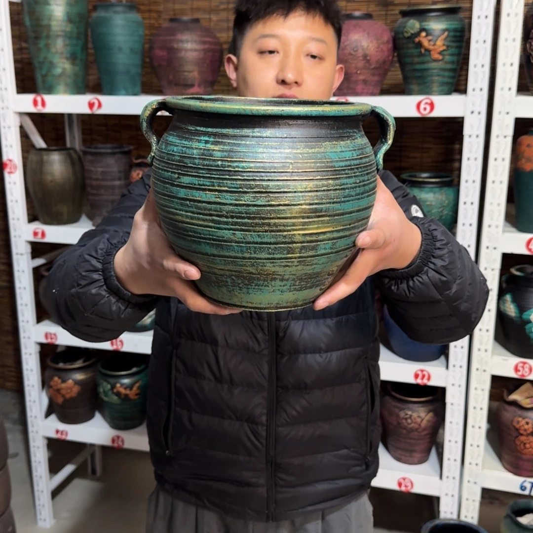 红陶红陶浮雕花盆炸炸炸