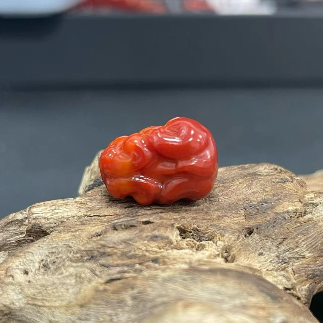 【小杨总珠宝】Y8875天然柿子红晶洞小号貔貅 约16mm百搭款【一颗装】