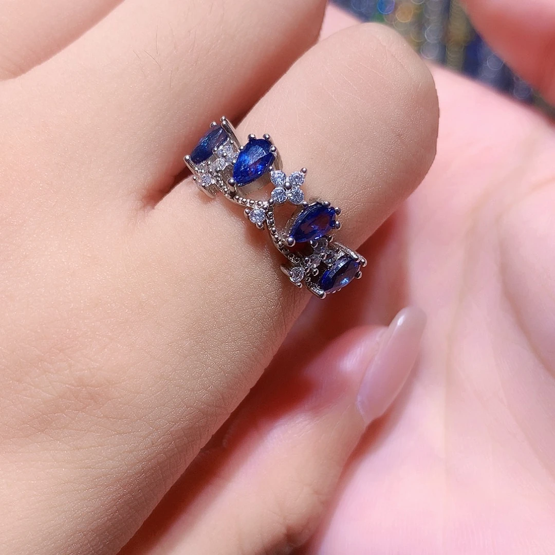 戒指蓝宝石银S925镶嵌
