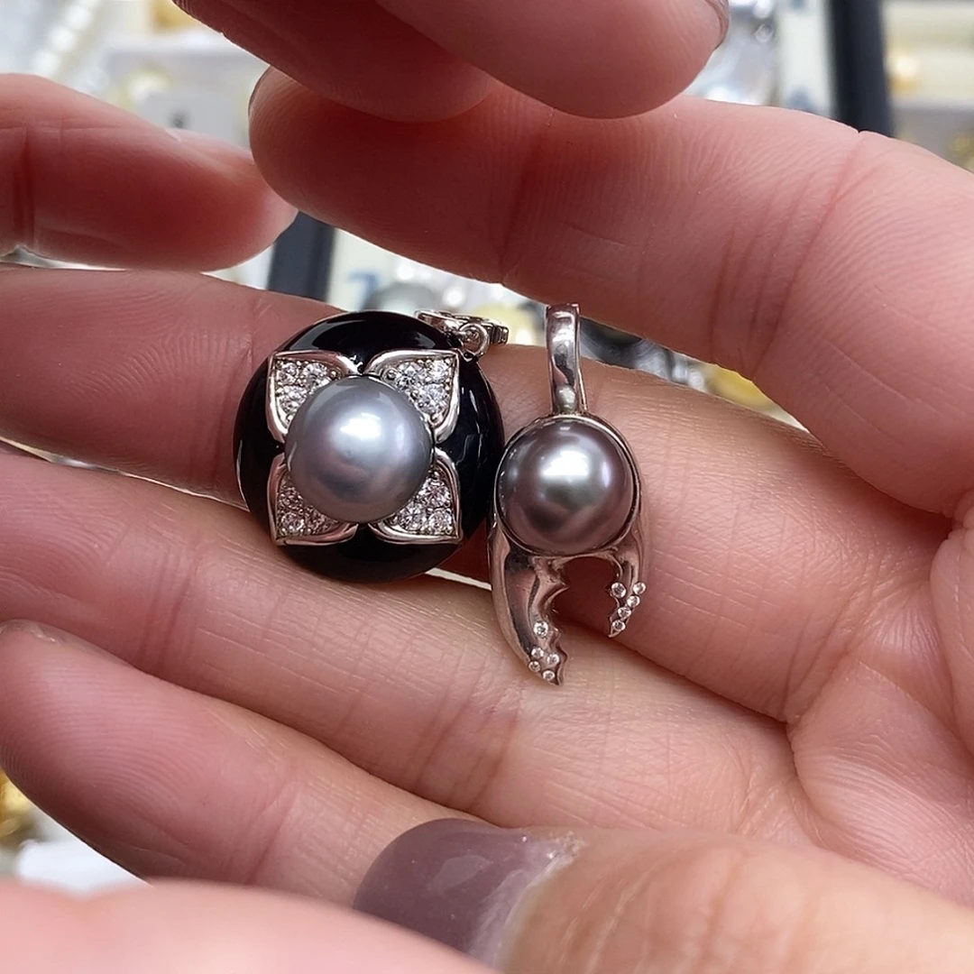 海水珍珠银S925镶嵌吊坠(不含链)