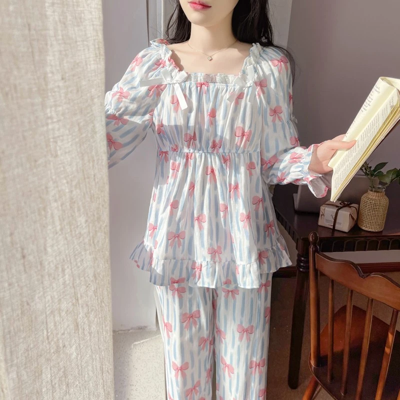 BIEN纯棉睡衣女春秋季2025新款甜美可爱公主风田园韩版家居服套装