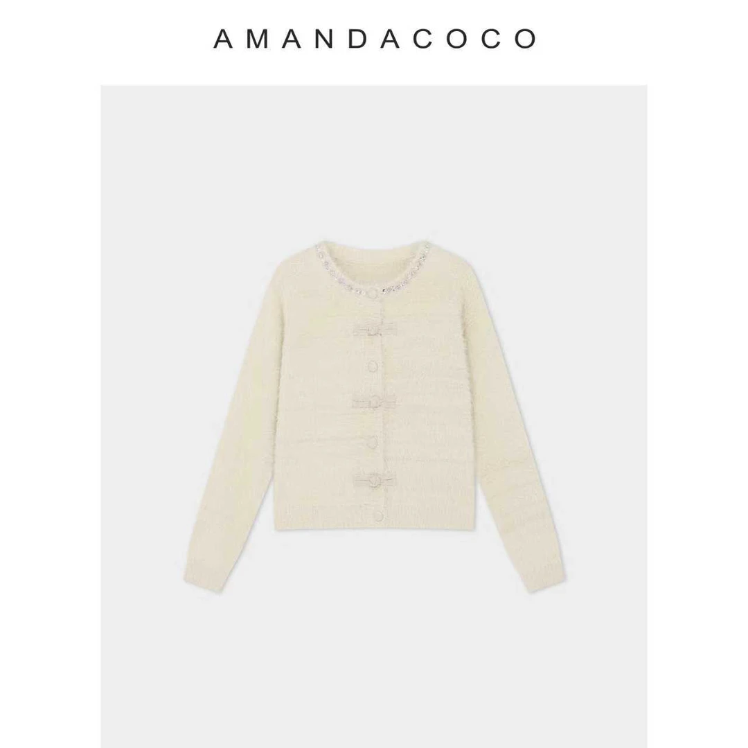 静静 | 秋日庭深～25秋冬手工钉珠新中式盘扣绒感气质针织衫