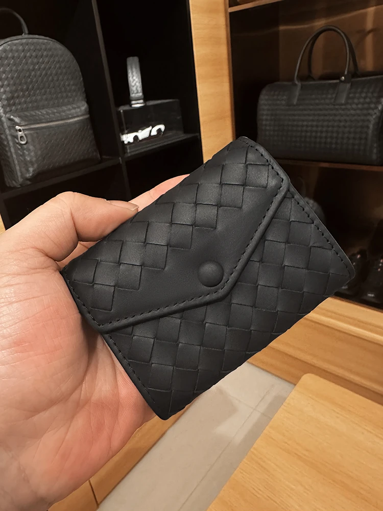 BV名片包男商务简约卡片收纳包手工编织高档头层牛皮男款零钱包