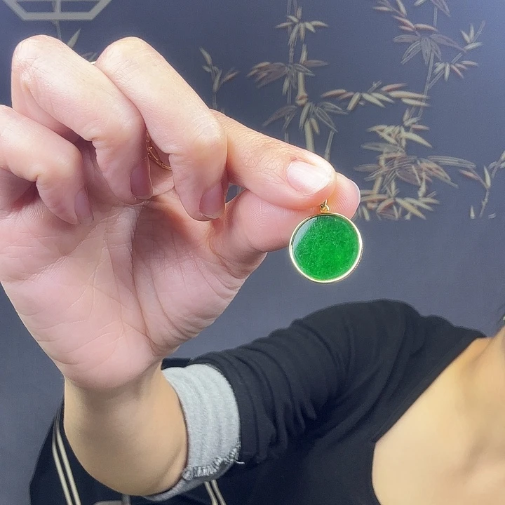 翡翠吊坠(不含链)银S925镶嵌九***官特价