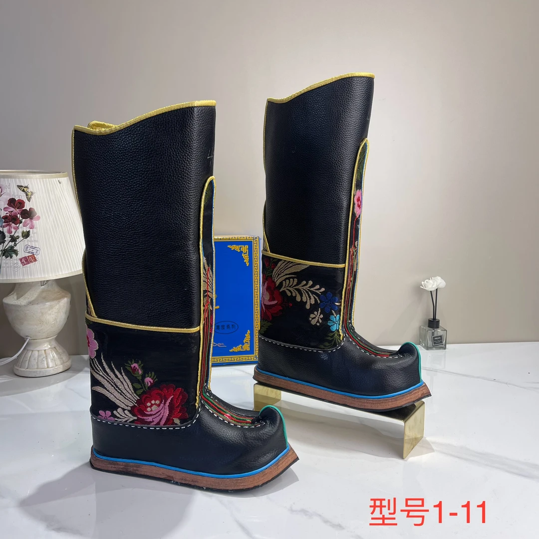 1-11纯手工藏靴尼泊尔进口面料全牛皮结婚庆典青海西藏甘孜包邮