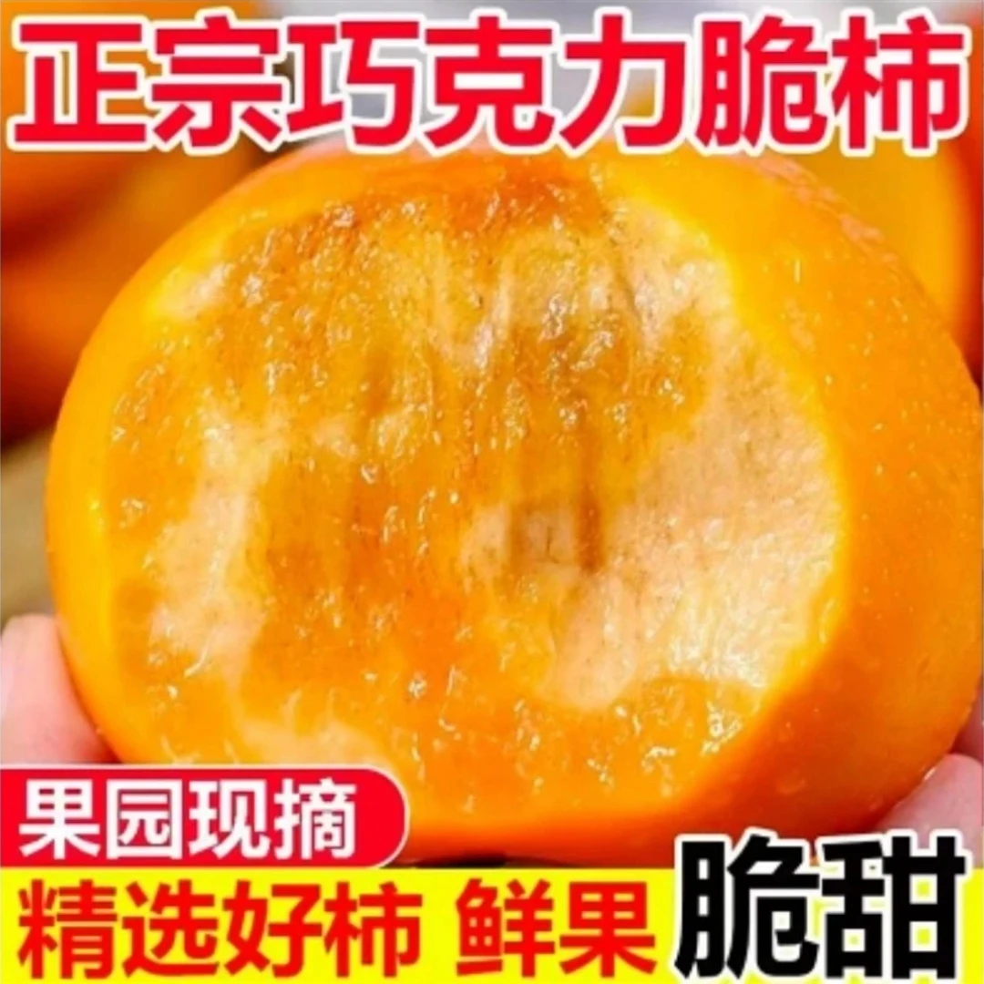 【陕西巧克力脆柿子】新鲜水果新鲜采摘应季带皮吃不涩口R