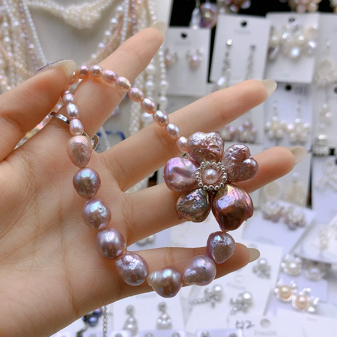 银S925镶嵌耳饰淡水珍珠胡*妞