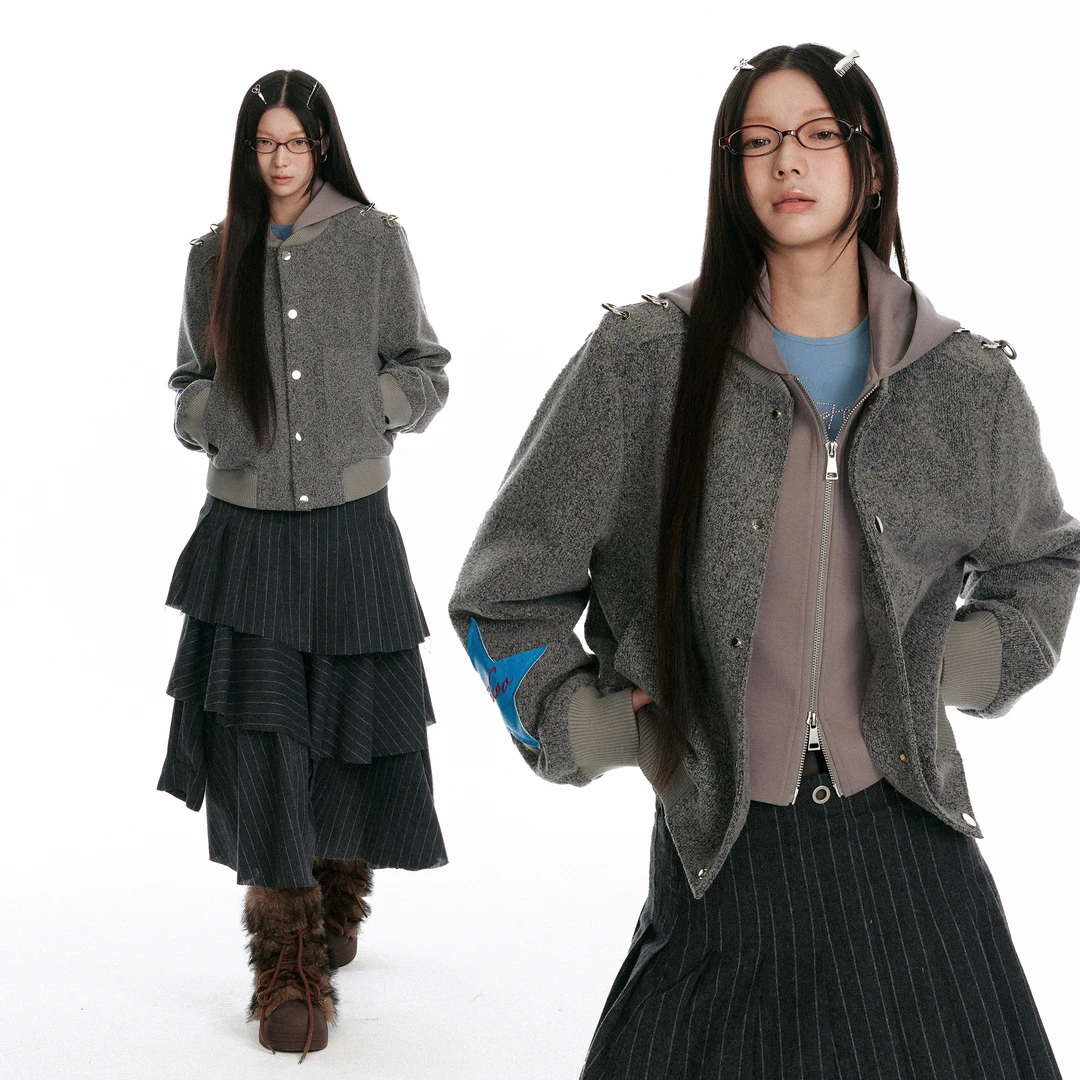 【直播间清仓款no退no换】2024秋季新款长袖宽松毛呢外套