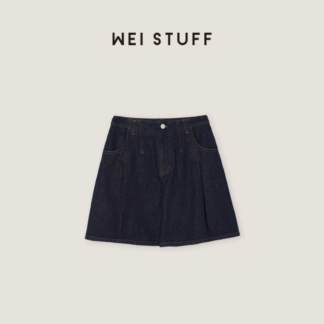 WEI STUFF  “丹宁初绽”时尚纯棉舒适高腰休闲牛仔短裤 9115