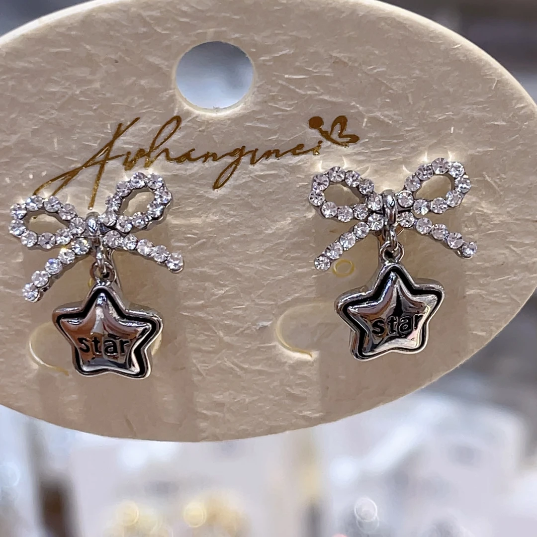 非金属亚克力耳饰 F644五角星蝴蝶结耳夹