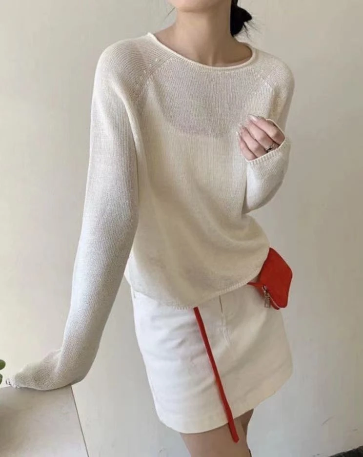 【辛公子】2025年夏季新款时尚防晒针织上衣亚麻和纸纱女1-50号