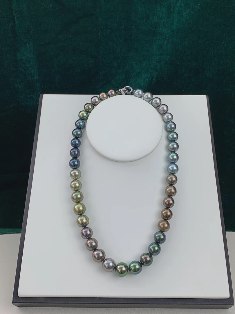 大溪地渐变炫彩极光珍珠项链