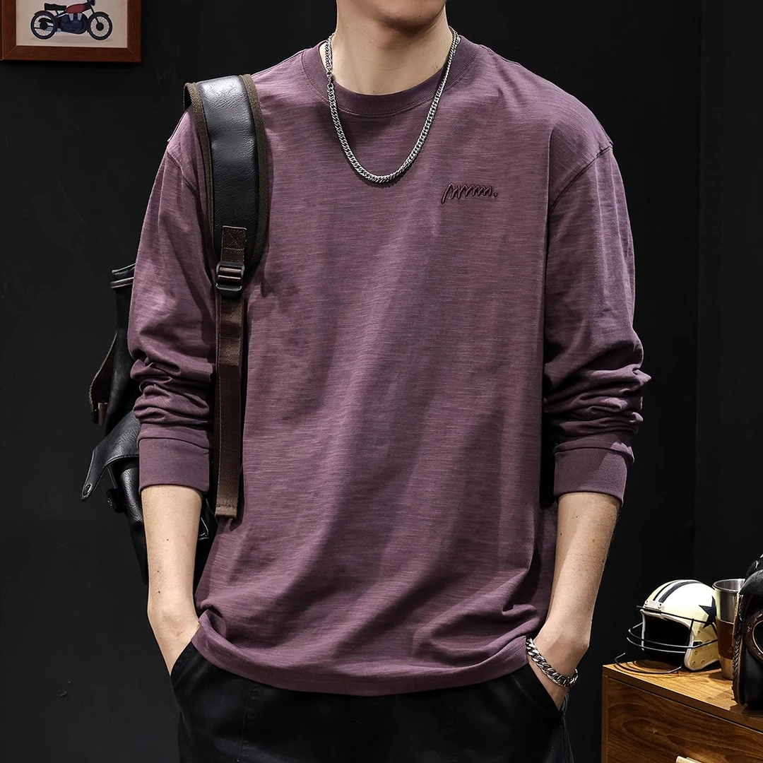 MR.MUDI/穆迪先生竹节棉长袖男2025新款春季男士圆领内搭打底衣服