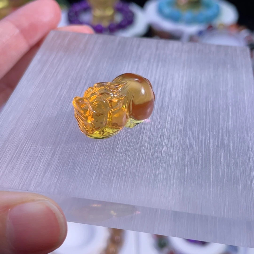 水晶未镶嵌颈饰黄水晶貔貅吊坠打孔定制不退换