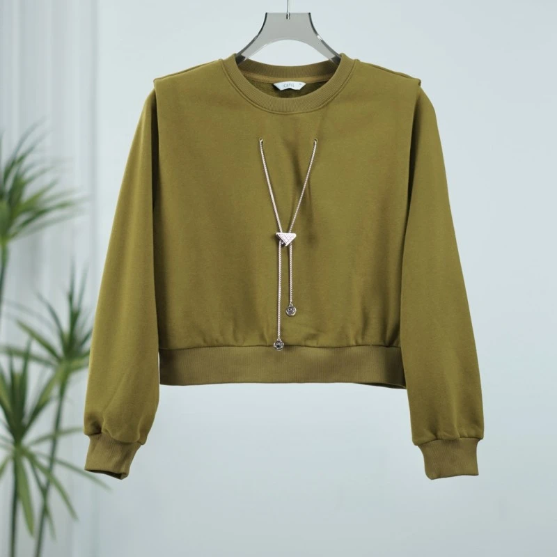 一路童行 谷系列 B009  女装 撤柜圆领套头卫衣加绒 224XWY201