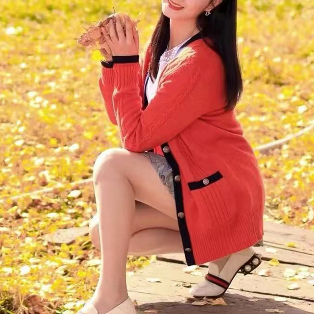 未使用 Chanel/香奈儿 橙红色针织开衫