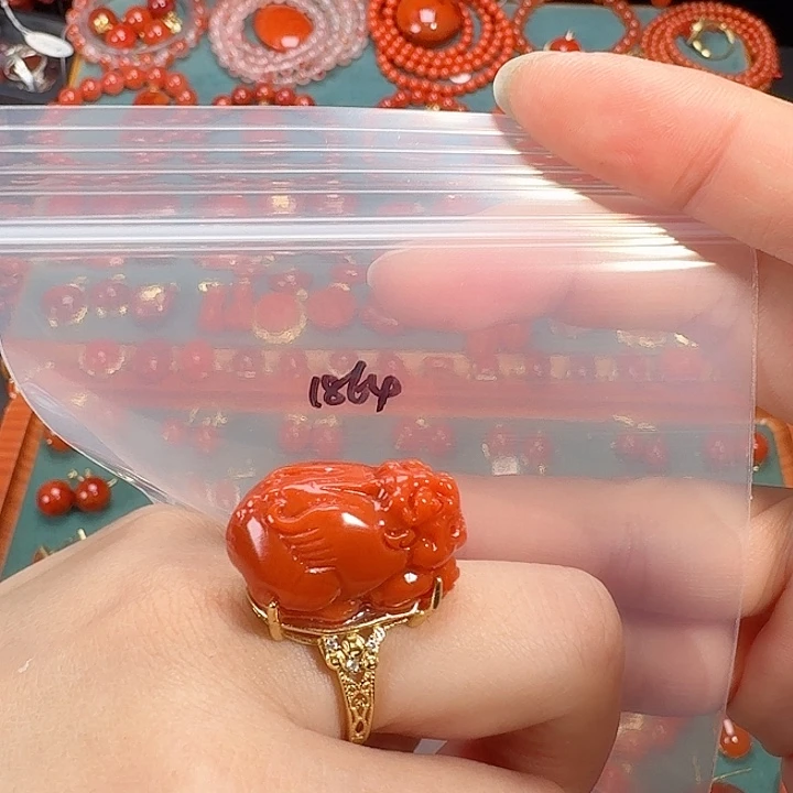 南红玛瑙银S925镶嵌戒指