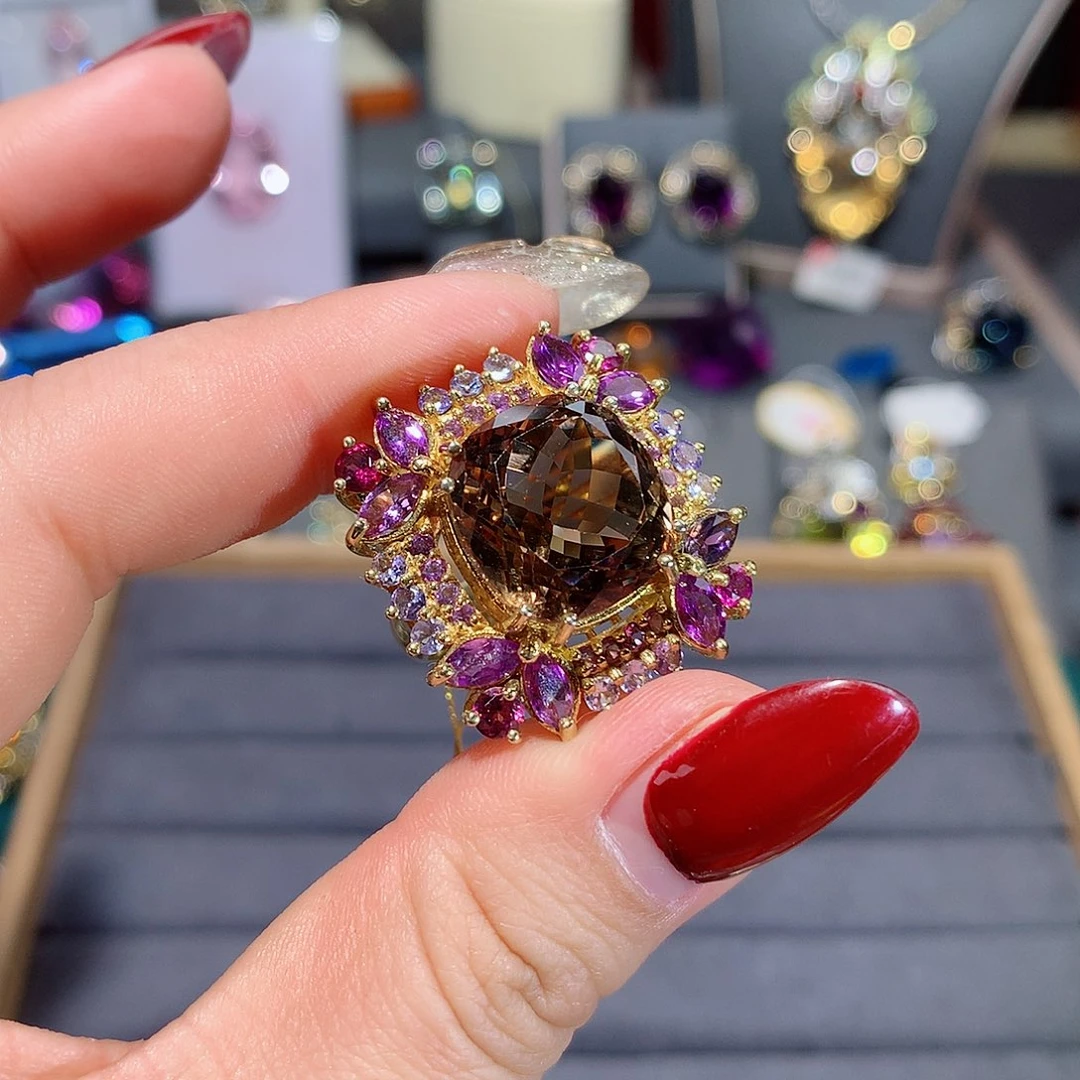 托帕石戒指银S925镶嵌戒指