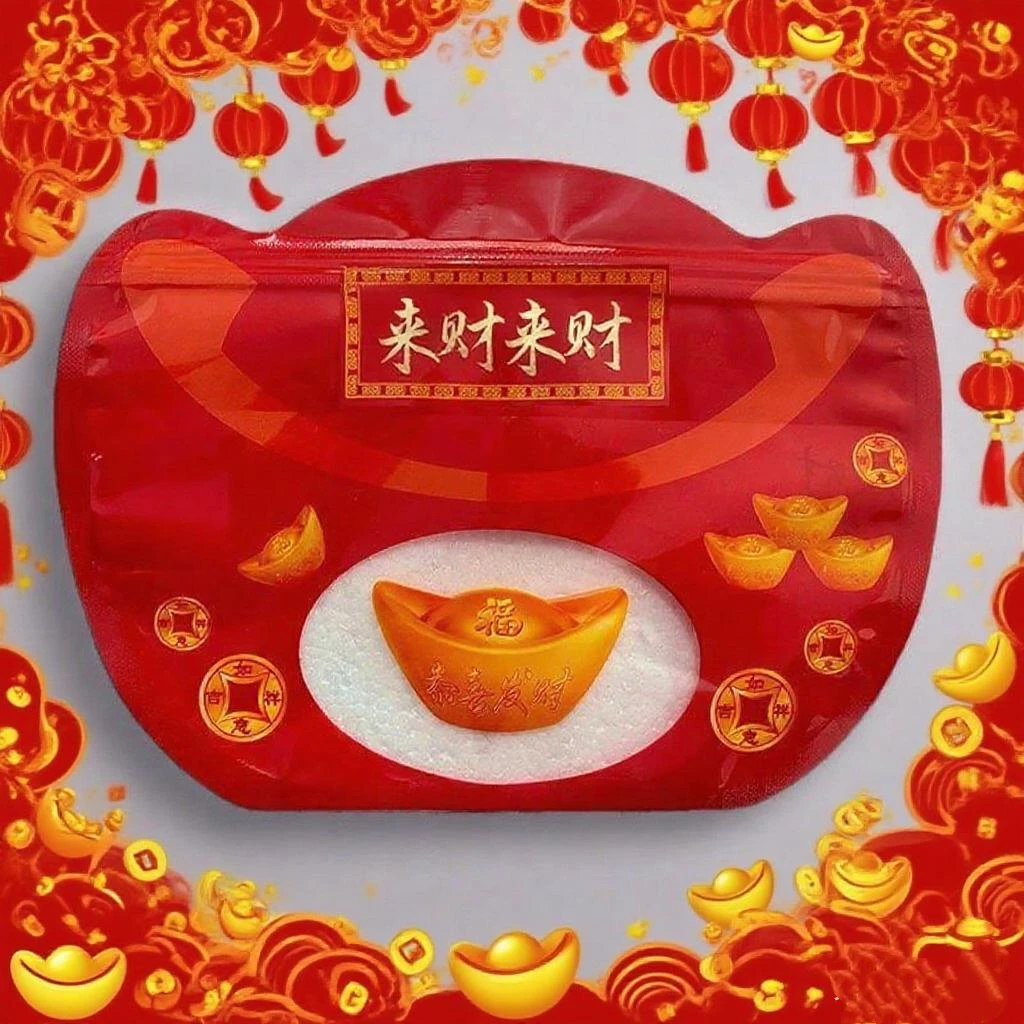 新款元宝形袋子中式创意密封袋自封喜庆袋中国红