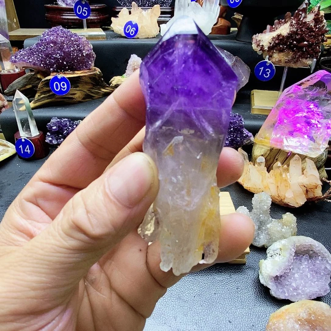 石材紫水晶摆件，