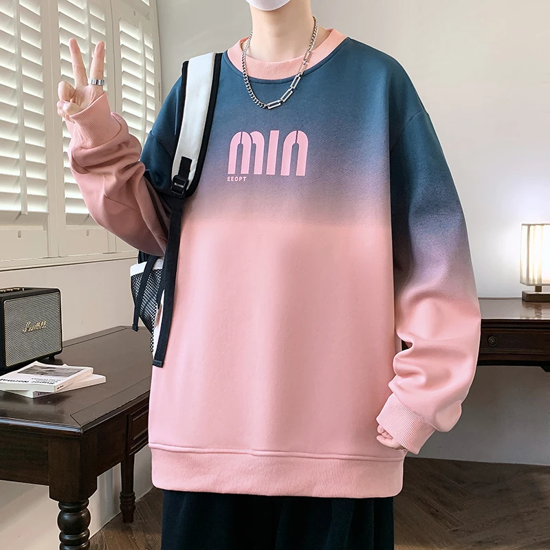 2025新款春秋季长袖卫衣男孩初中学生渐变色上衣服青少年大童春装