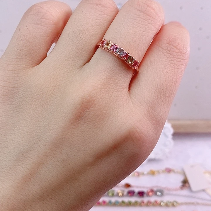 碧玺戒指银S925镶嵌戒指