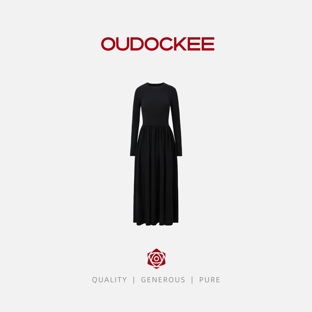 OUDOCKEE 鸥鸥【绵羊毛】小妈裙 高级感气质长袖收腰显瘦 LACY714T