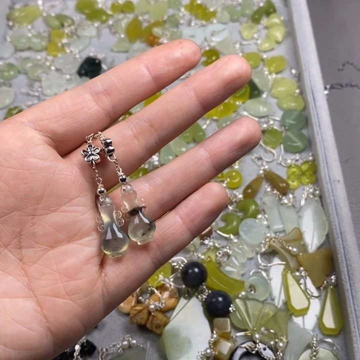 蛇纹石玉未镶嵌挂件耳饰耳环项链